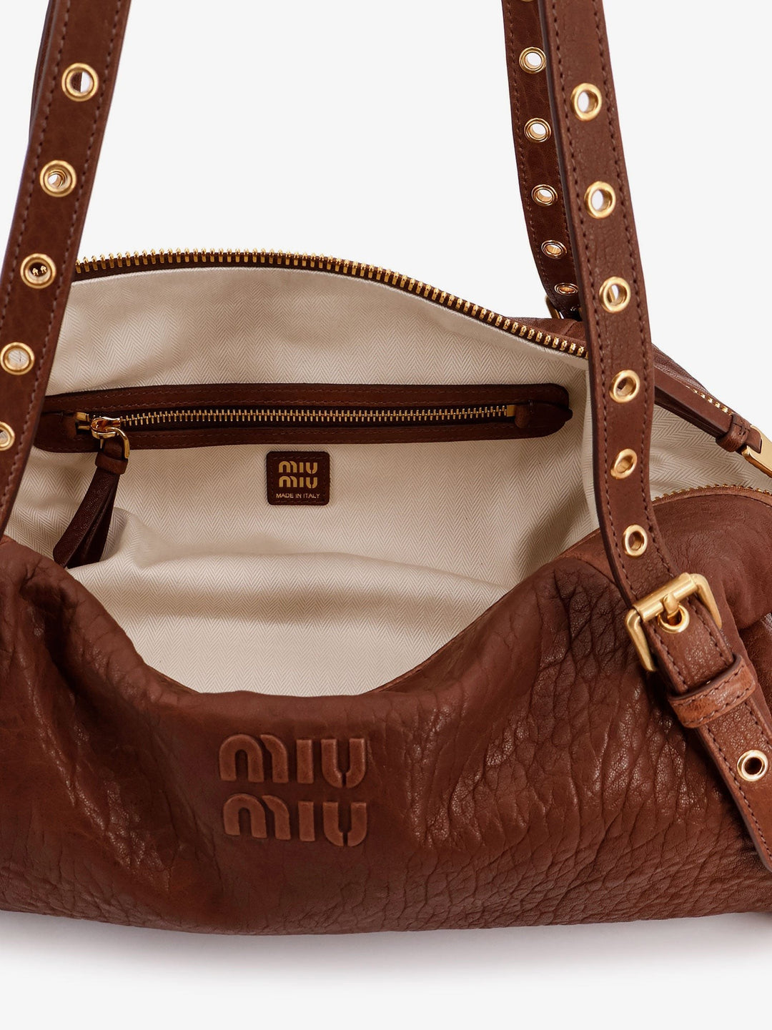 Nappa leather bag with embossed Logo Lettering
