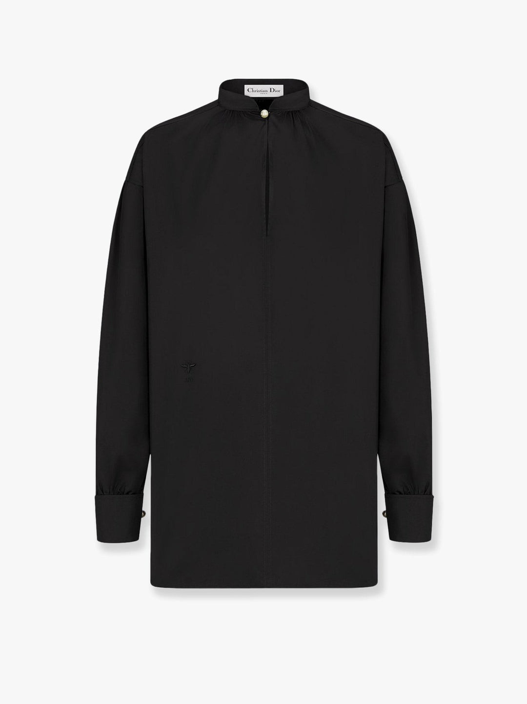 Oversize cotton shirt with iconic bee and monogram embroidery
