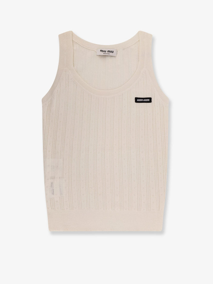 Perforated cachemire and silk top