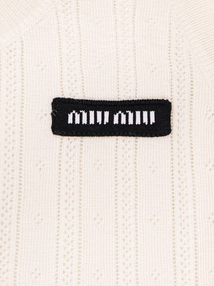 Perforated cashmere and silk top