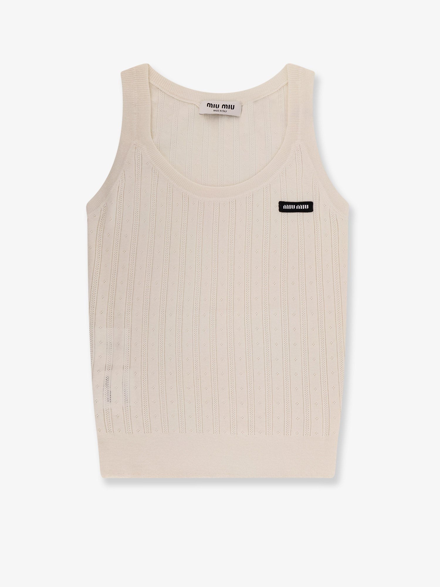 Tシャツ・カットソー MIU MIU Perforated cachemire and silk top Perforated cashmere and silk top – Choosh