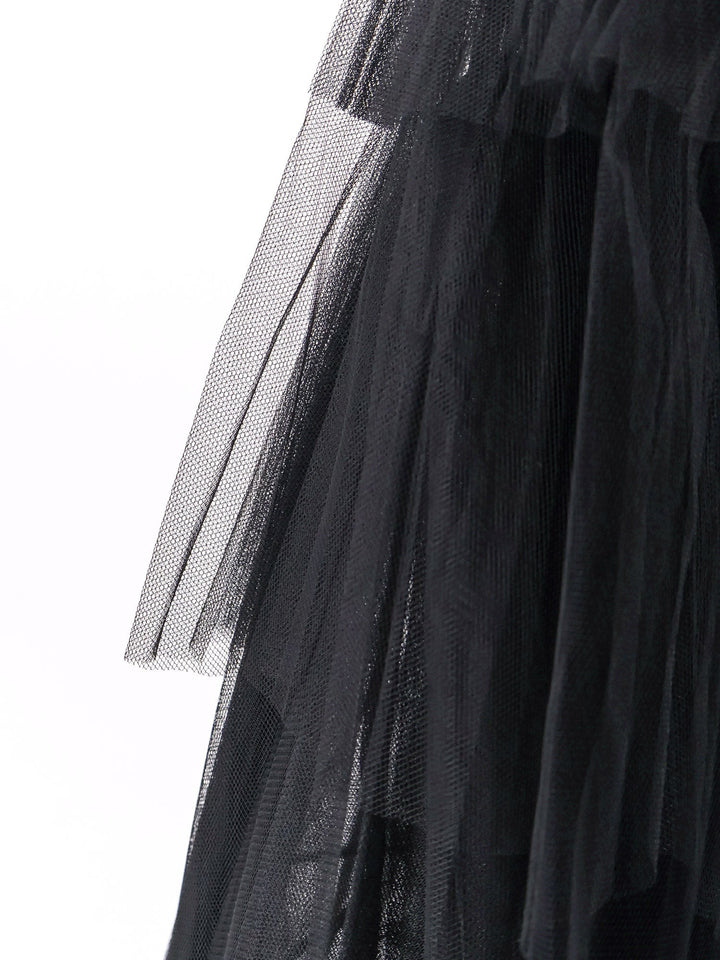 Pleated tulle midi skirt