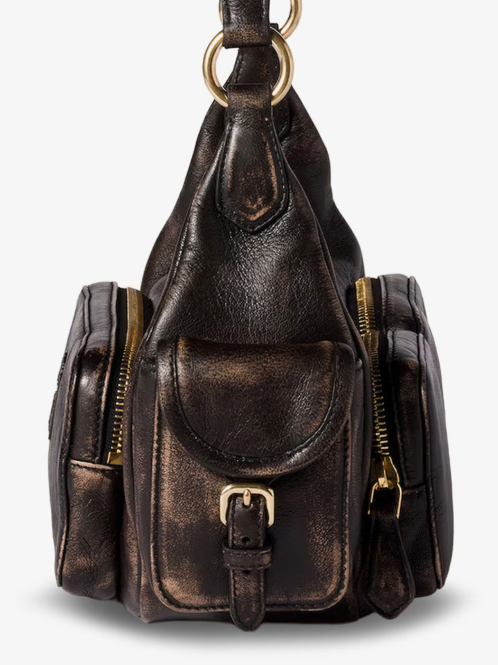 Pocket leather shoulder bag
