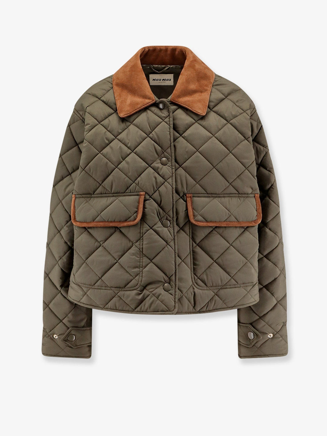 Quilted nylon jacket with suede details