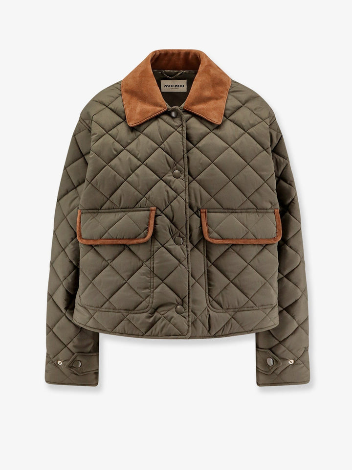 Quilted nylon jacket with suede details