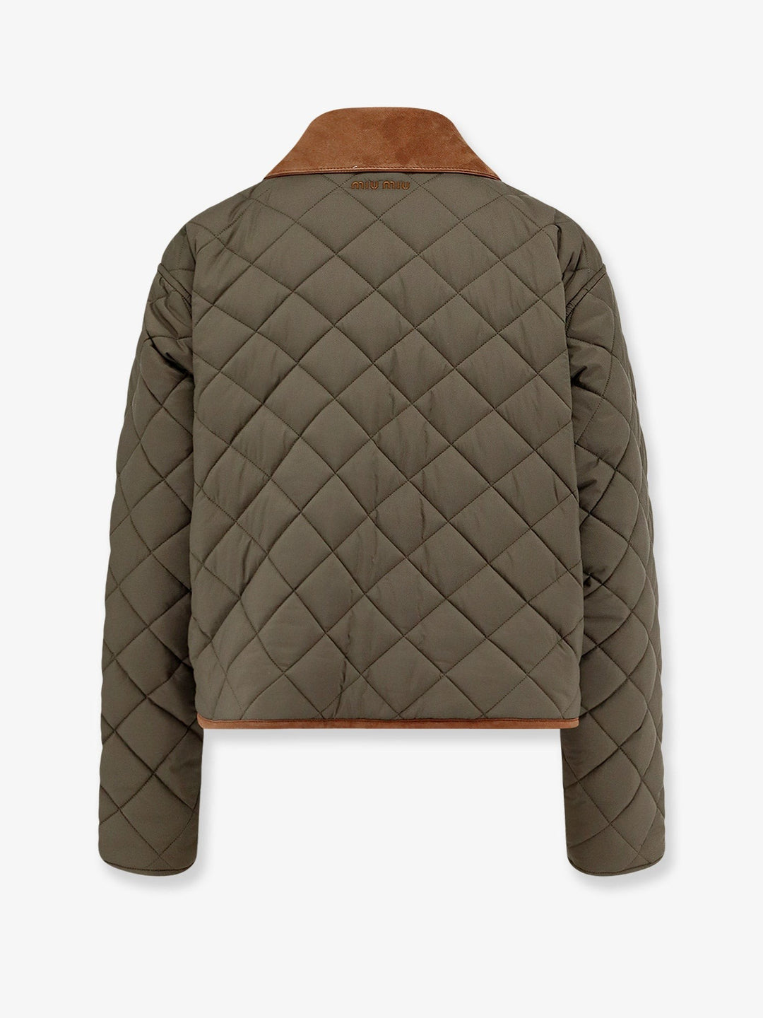 Quilted nylon jacket with suede details