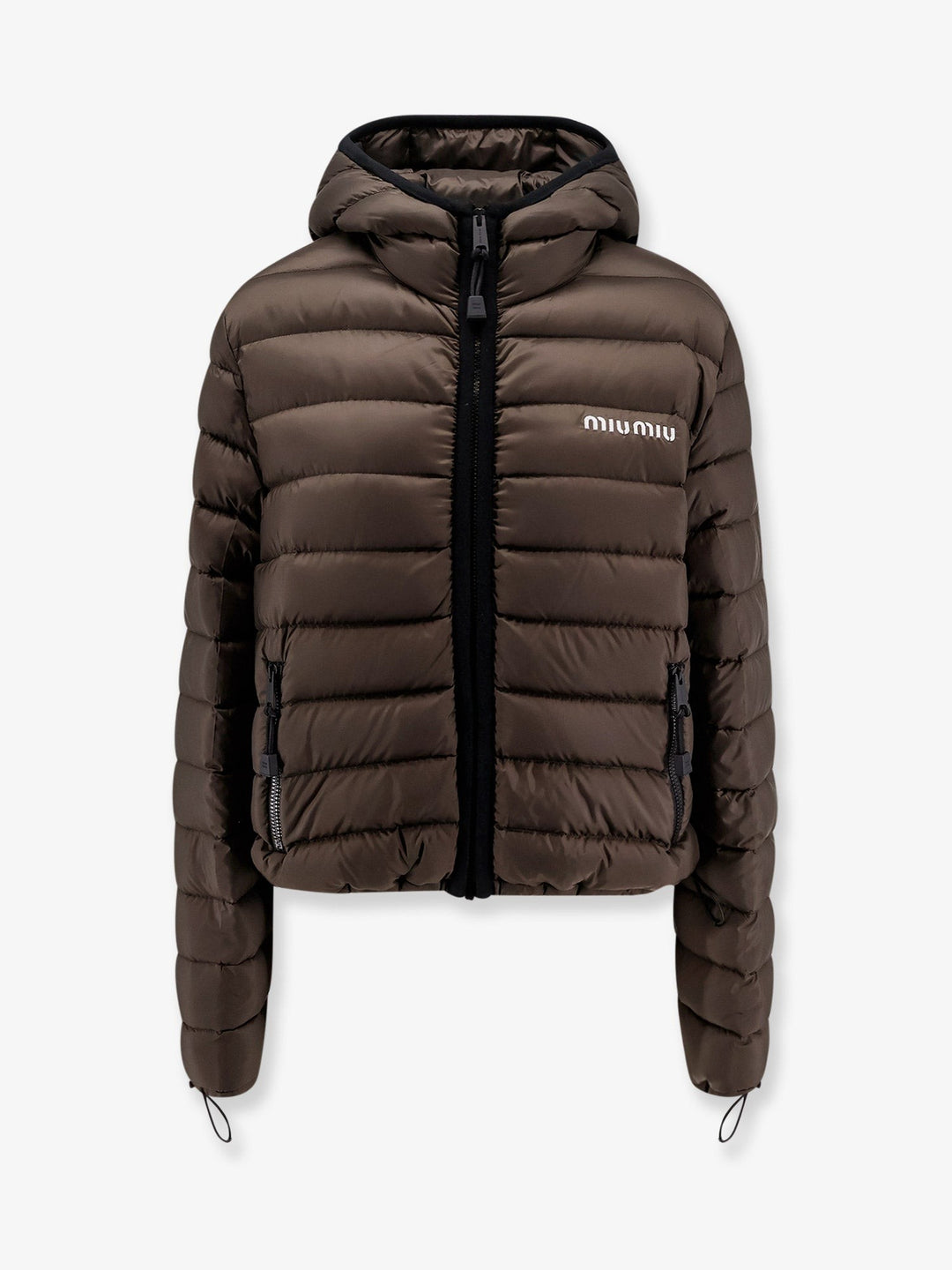 Recycled polyester hooded down jacket