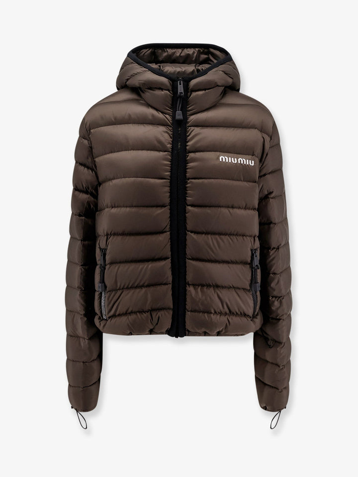 Recycled polyester hooded down jacket
