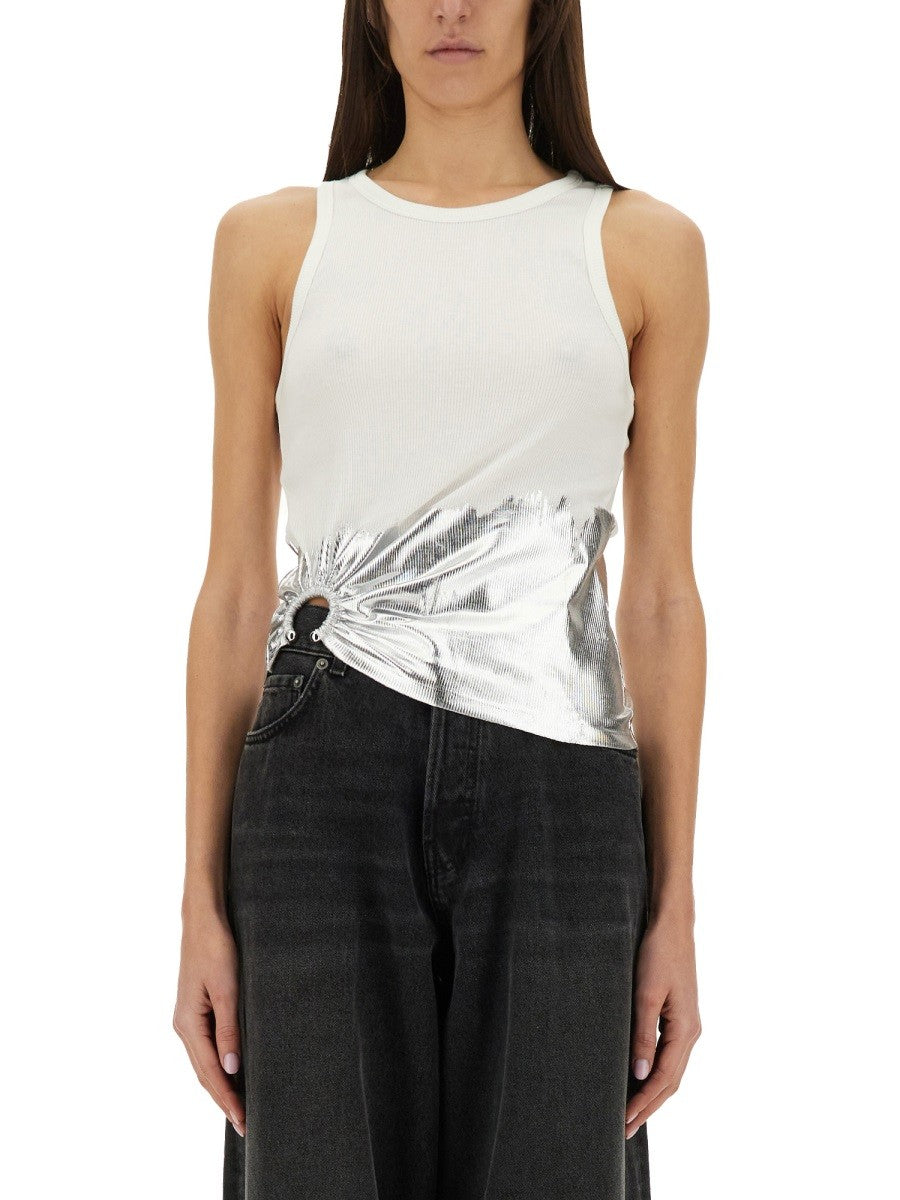 RIBBED TOP WITH PIERCING APPLIQUE