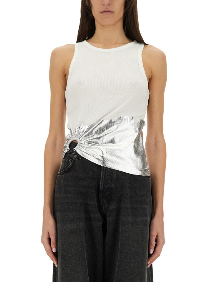 RIBBED TOP WITH PIERCING APPLIQUE