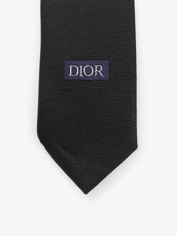 Silk tie with Dior Oblique logo embroidery