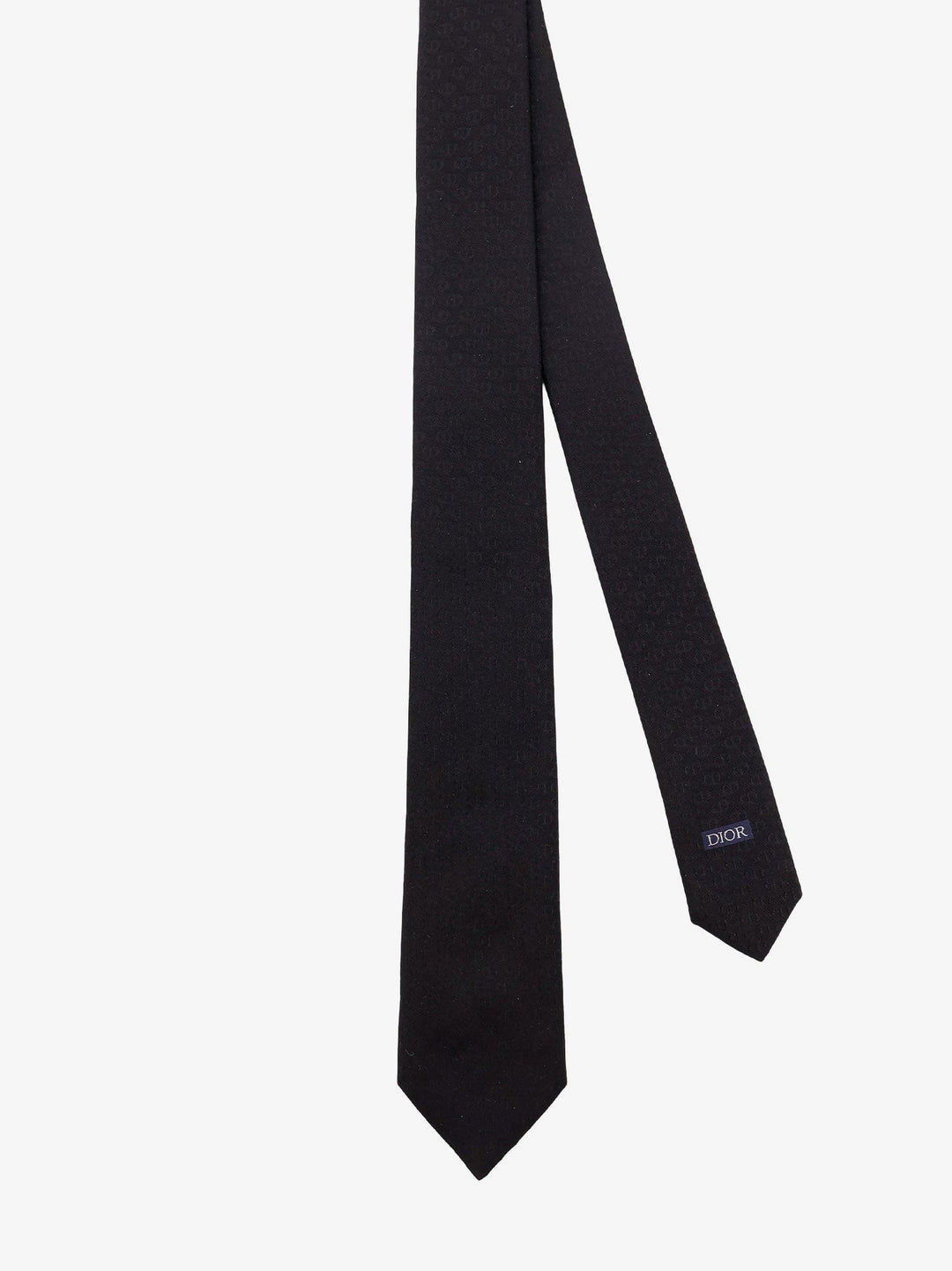 Silk tie with Dior Oblique logo embroidery