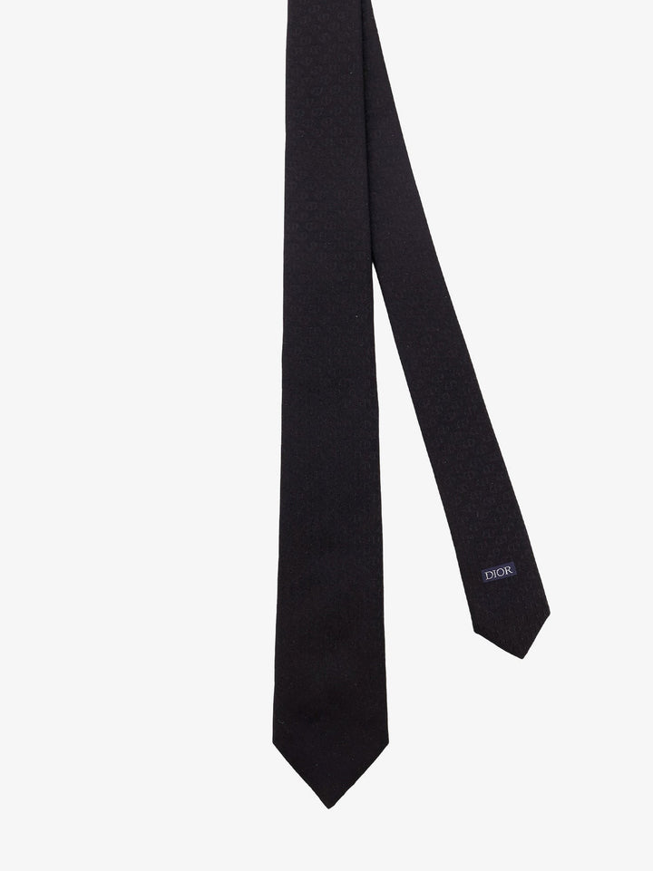Silk tie with Dior Oblique logo embroidery