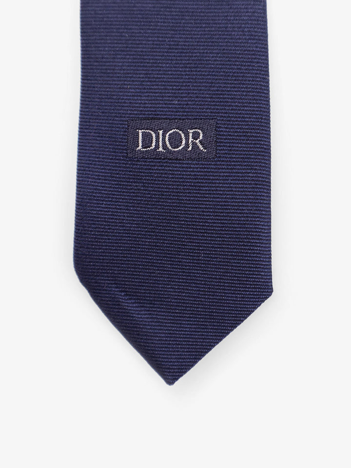 Silk tie with Dior Oblique logo embroidery