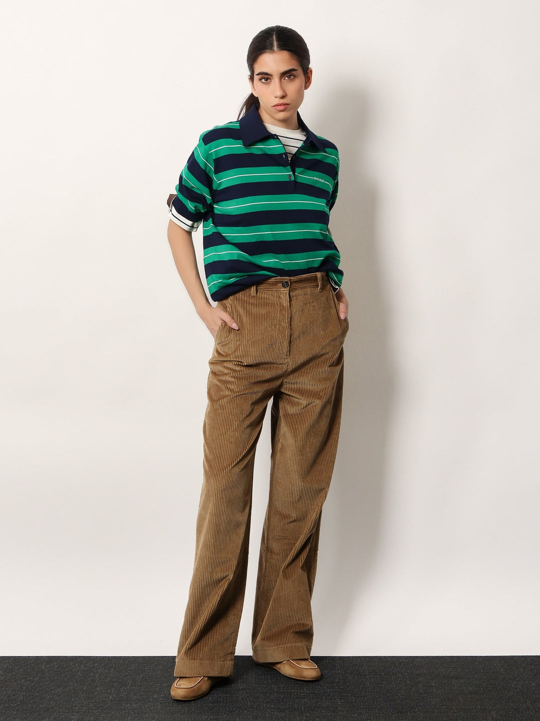 Striped cotton polo shirt