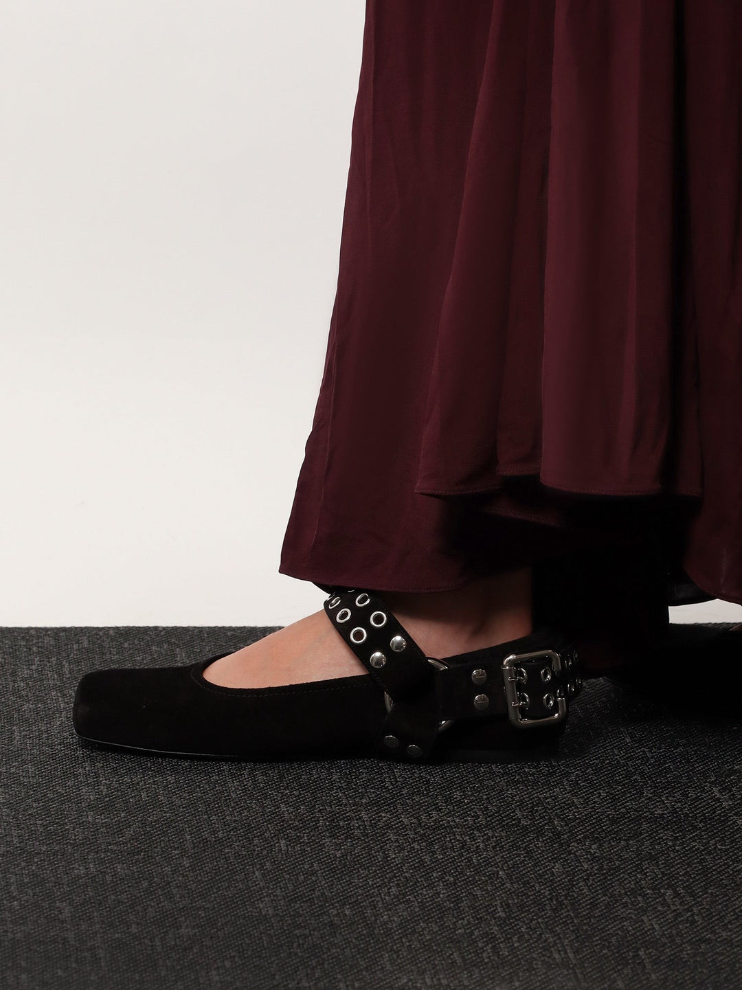 Suede Biker Flat Ballerinas