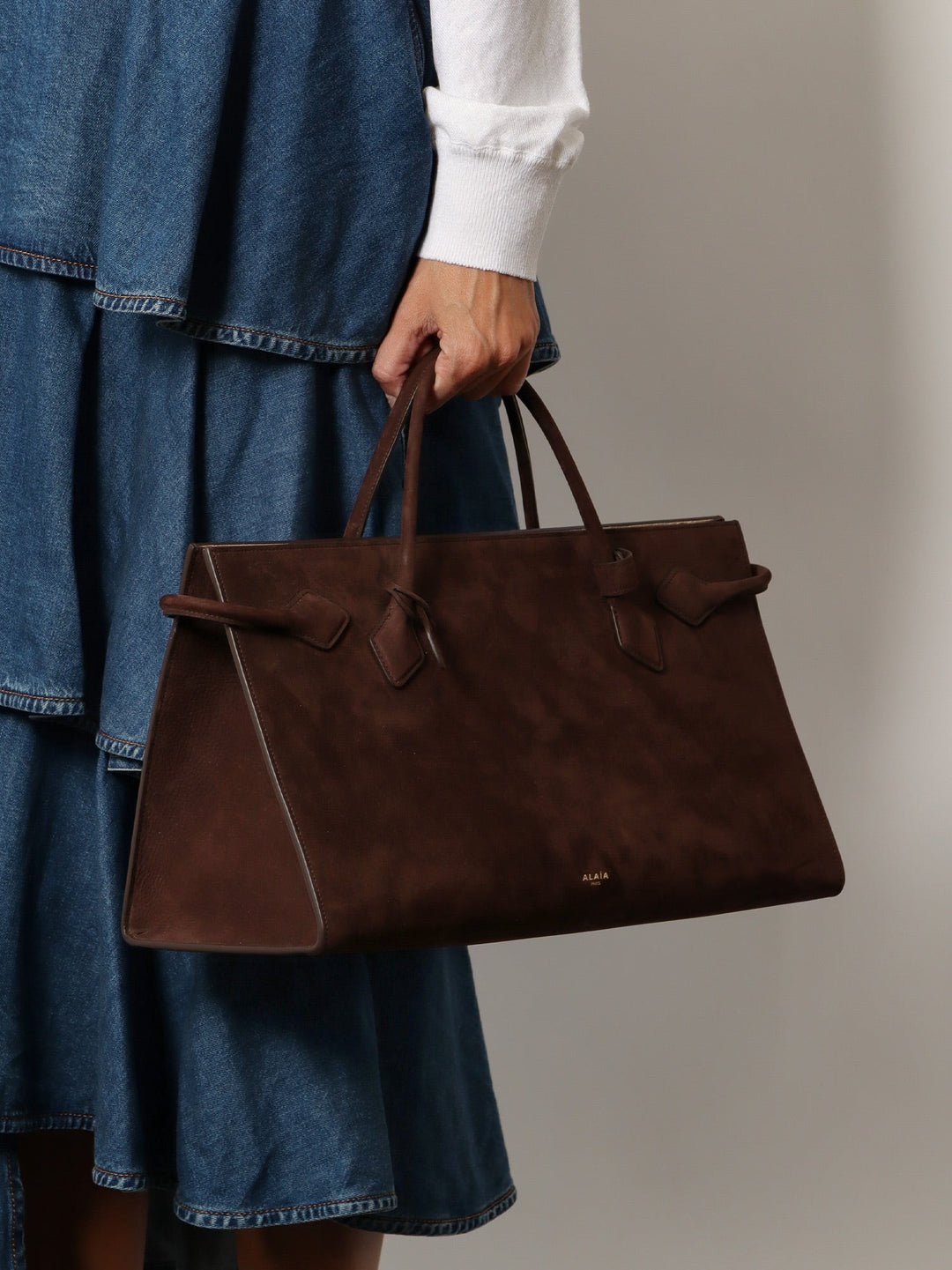 Suede Hand Tote bag