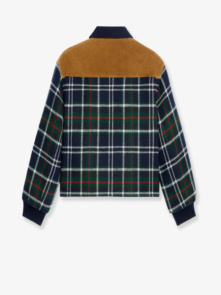 Tartan wool jacket with suede inserts
