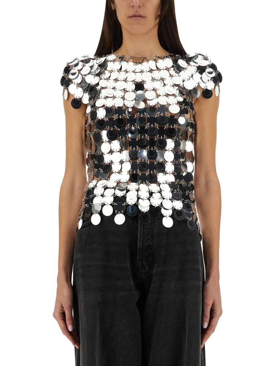 TOP "THE ICONIC SILVER SPARKLE DISCS"