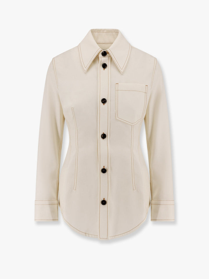 Traverl light wool shirt with maxi pointed collar