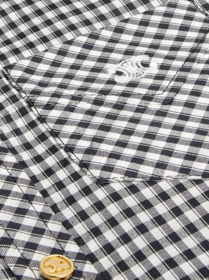 Vichy silk mini chemisier dress