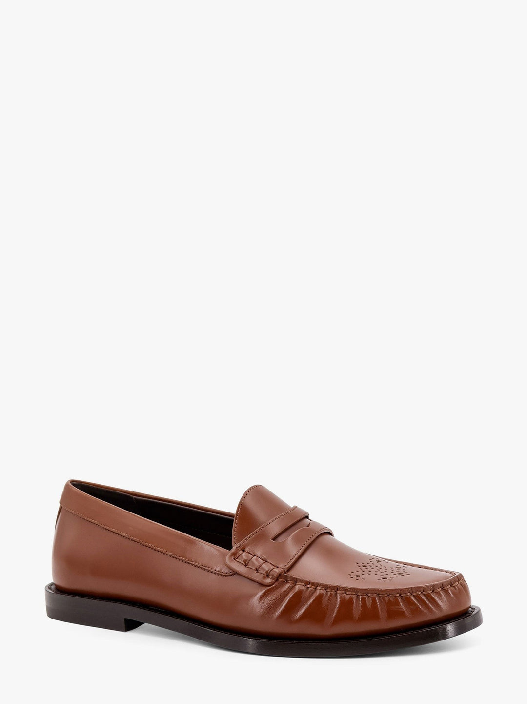 Vivienne leather loafers with perforated triomphe logo