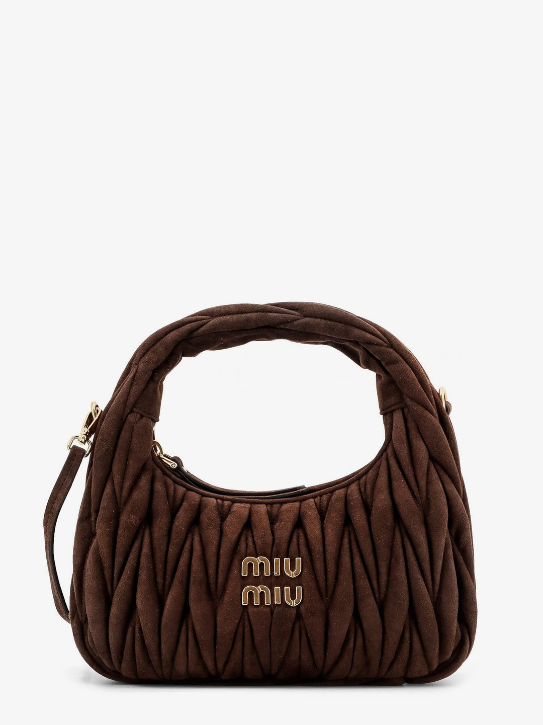 Wander matelassé suede shoulder bag
