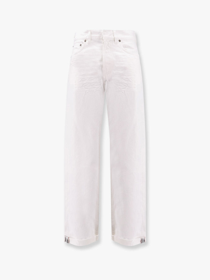 White denim jeans with Used effect