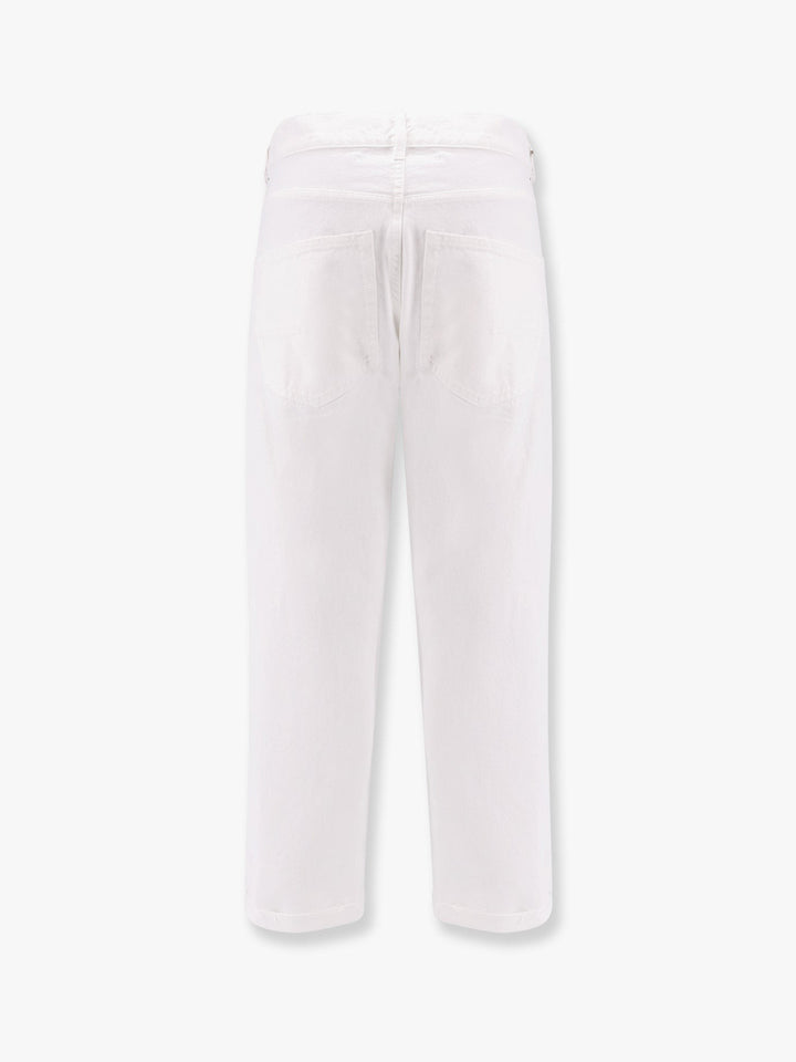 White denim jeans with Used effect