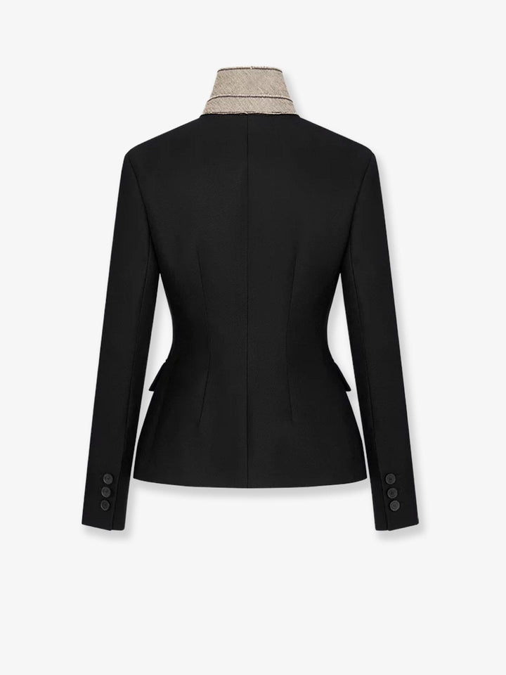 Wool and silk grain de poudre blazer