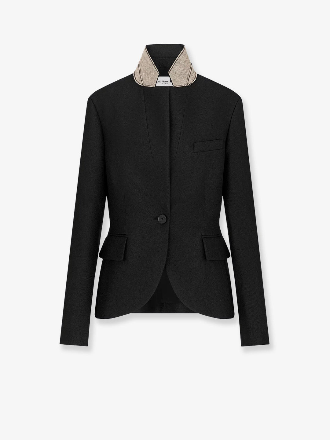 Wool and silk grain de poudre blazer