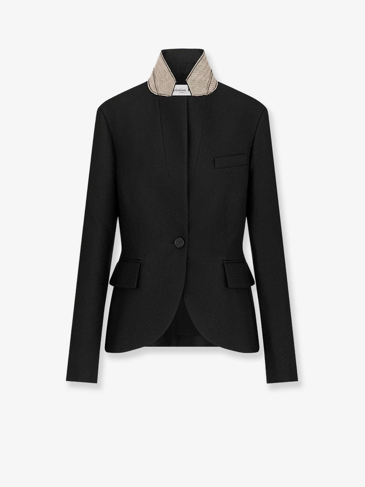 Wool and silk grain de poudre blazer