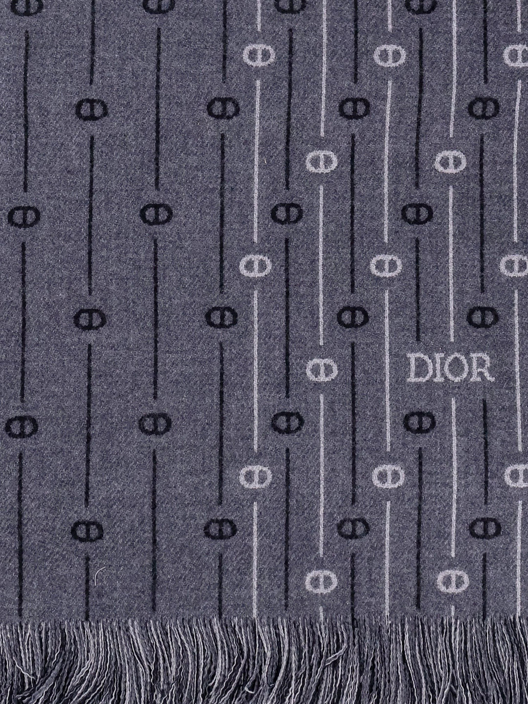 Wool scarf with all-over cd icon motif