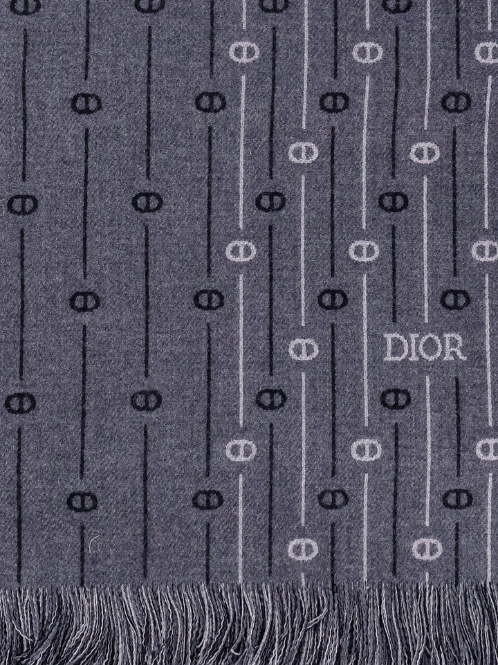 Wool scarf with all-over cd icon motif