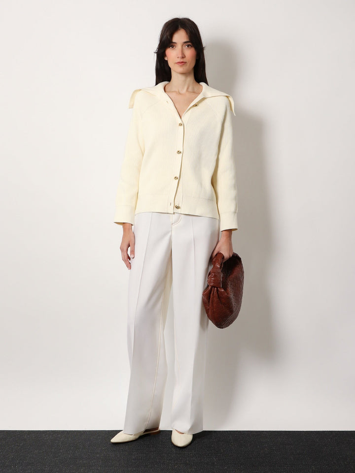 Wool wide leg trousers